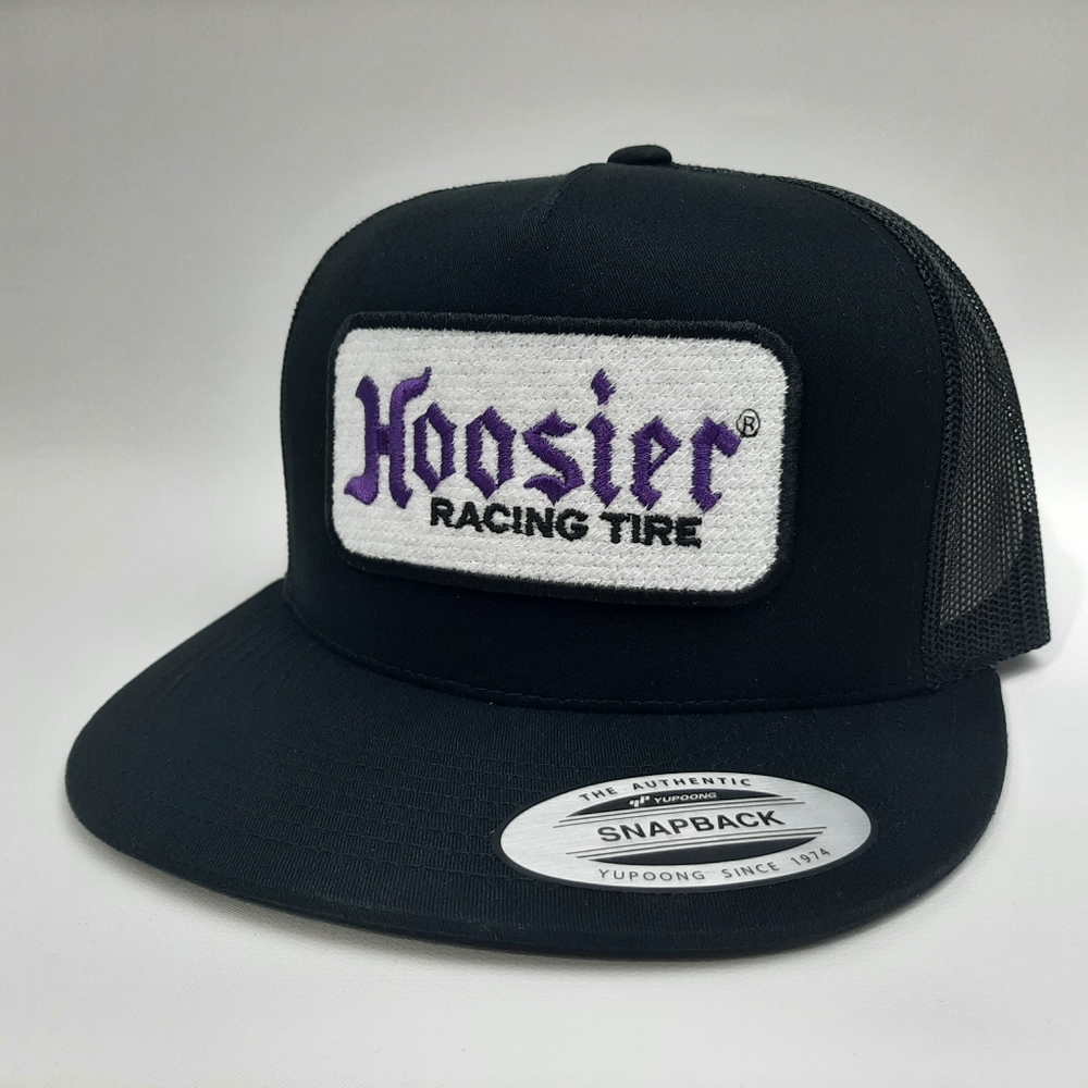 Hoosier embroidered patch Flat Bill Trucker Mesh Snapback Cap Hat Black